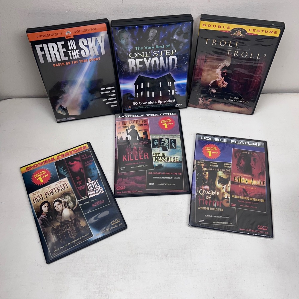 Horror DVD Lot Fire in the Sky Troll 1 & 2 One Step Beyond Driller Killer 6pc